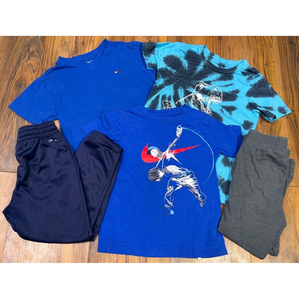 Nike Tommy Hilfiger Boys Size 5 6 Clothing Lot 5pc Pants Shirts Shorts Blue Gray